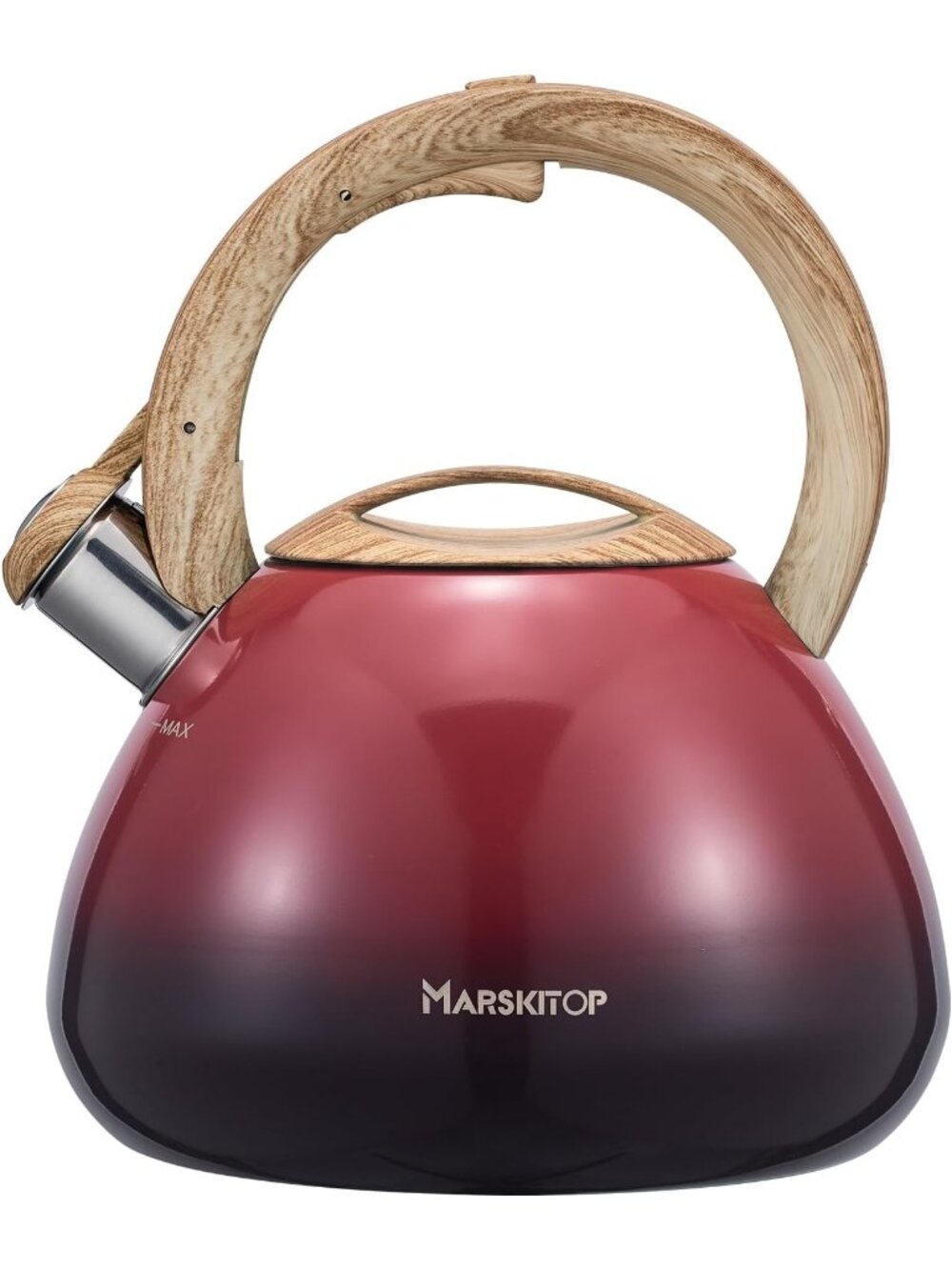 Red Stainless Steel Kitchen Whistling Tea Kettles 2.6QT Stovetop Cookware Pot